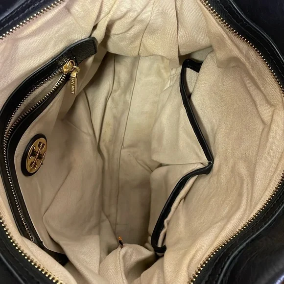 Tory Burch Black Leather Satchel with Gold Hardware - Picture 7 of 10